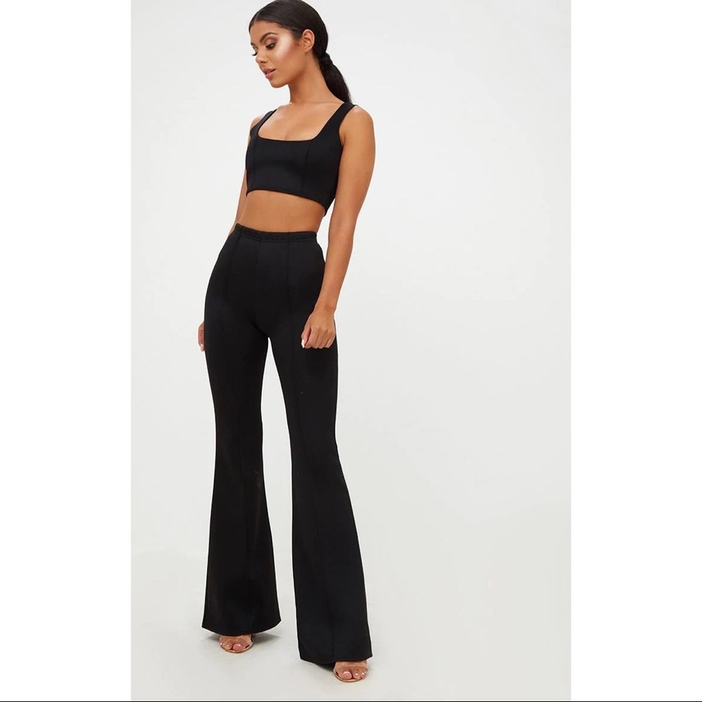 PRETTYLITTLETHING BLACK HIGH WAIST FLARE PANTS